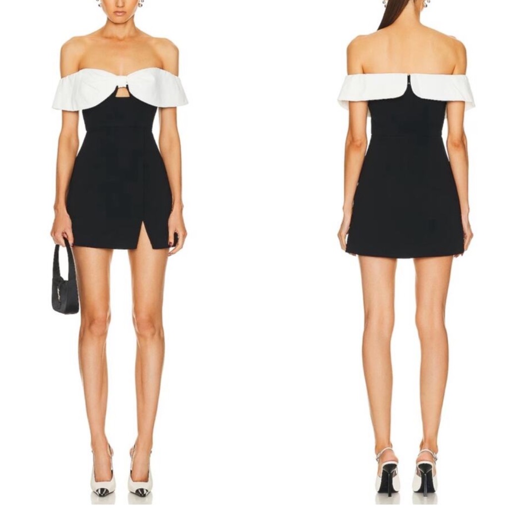 Self-Portrait Crepe Bow Mini Dress Black